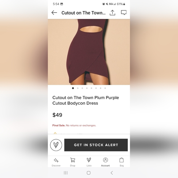 NWT LULU'S Cutout on the Town Plum Dress - Picture 6 of 8